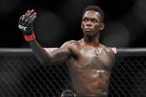In this Feb. 10, 2019, file photo, Nigeria's Israel Adesanya poses as he fights Brazil's Anders ...