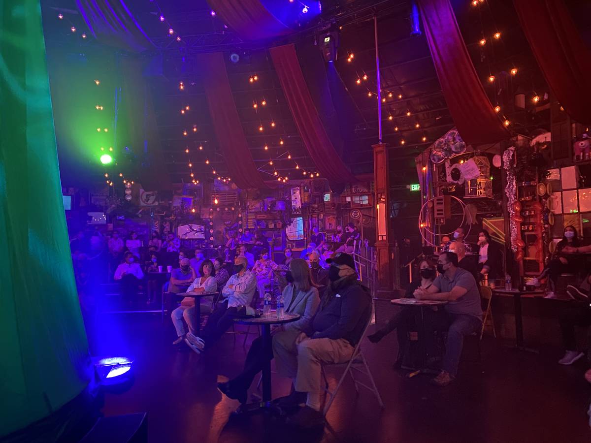 A shot of the 150-capacity crowd at the Spiegeltent for the return of "Absinthe" at Caesars Pal ...