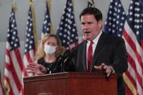 Arizona Gov. Doug Ducey addresses the media in Phoenix in November 2020. (Michael Chow/The Ariz ...