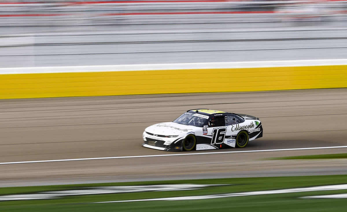 AJ Allmendinger drives during a NASCAR Xfinity Series auto race at the Las Vegas Motor Speedway ...