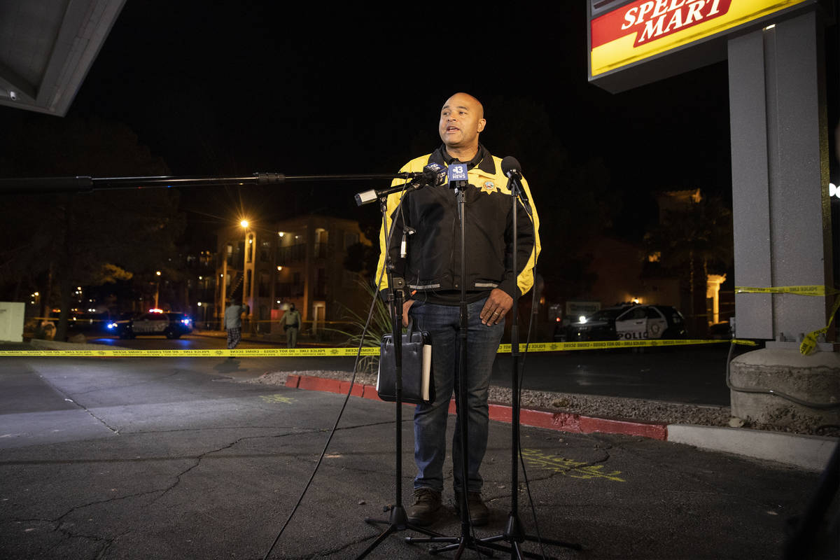 Metropolitan Police Department homicide Lt. Ray Spencer gives a press briefing on a homicide in ...