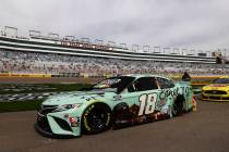 Kyle Busch's car is seen on pit road before the NASCAR Cup Series Pennzoil 400 auto race at the ...