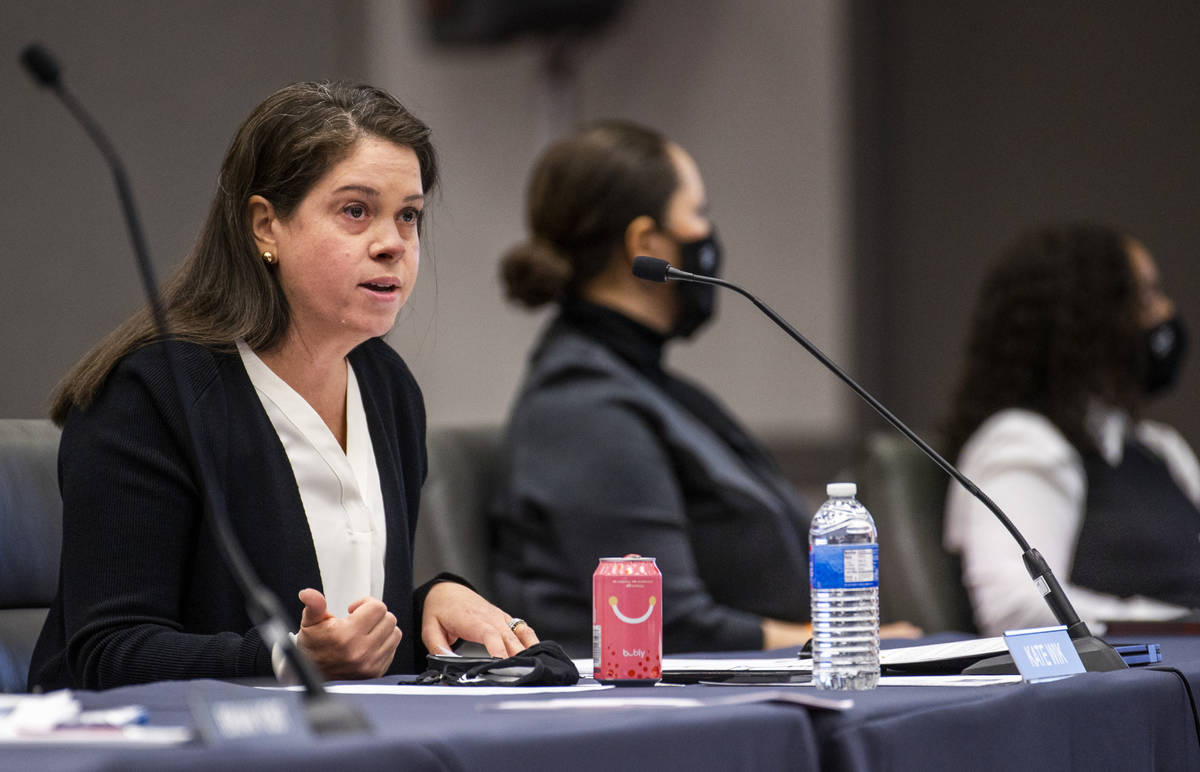 Kate Wik, chief marketing officer for the Las Vegas Convention and Visitors Authority, gives a ...