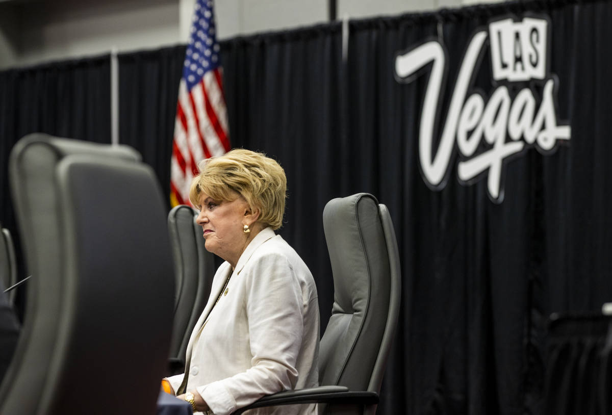 Las Vegas Mayor Carolyn Goodman listens to a marketing presentation during a Las Vegas Conventi ...