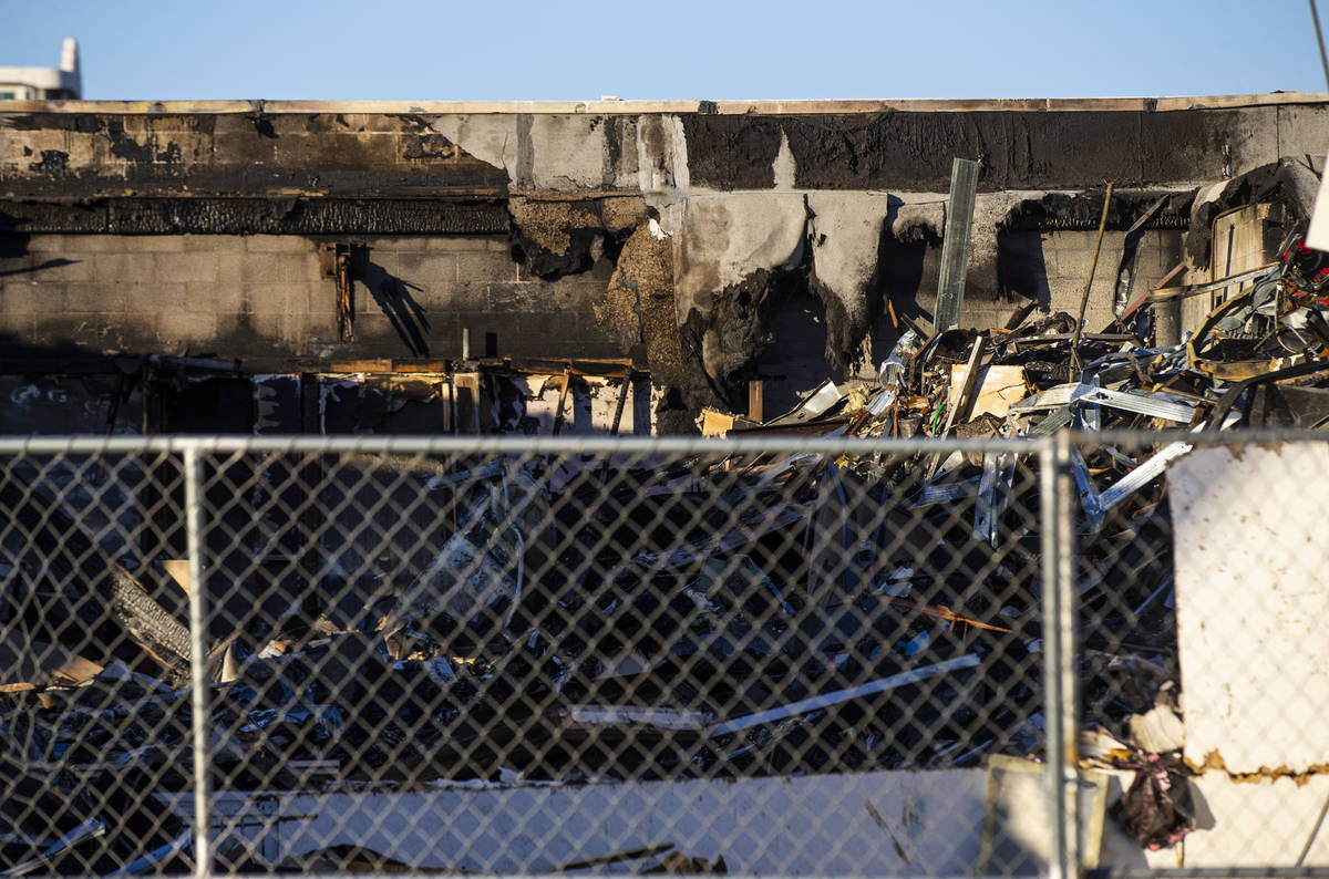 The scene of a former wedding chapel, which burned down in January, in downtown Las Vegas on Mo ...