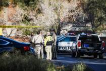 Police investigate the scene of a homicide on the 3900 block of West Cheyenne on Tuesday, March ...