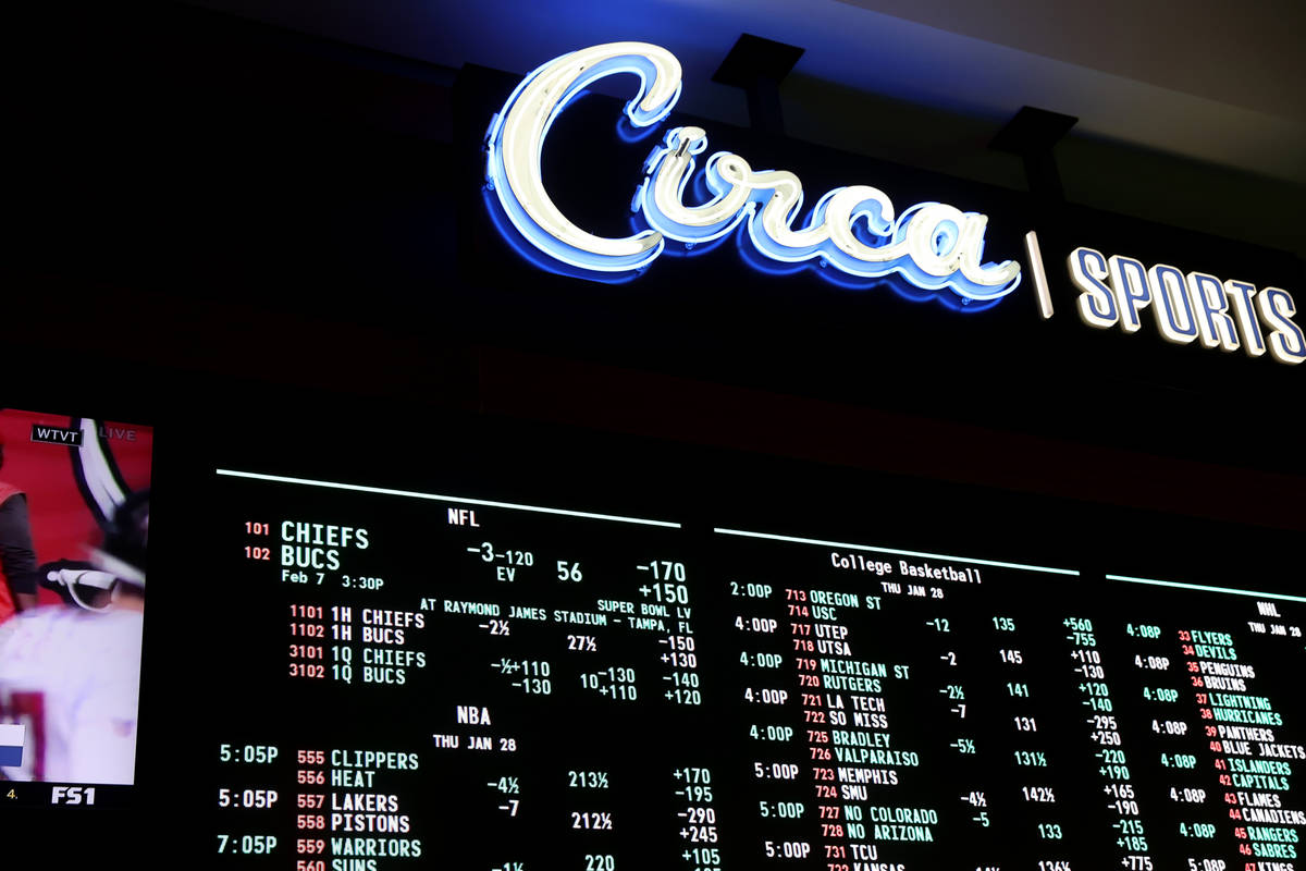 Circa sportsbook in downtown Las Vegas Thursday, Jan. 28, 2021. (K.M. Cannon/Las Vegas Review-J ...