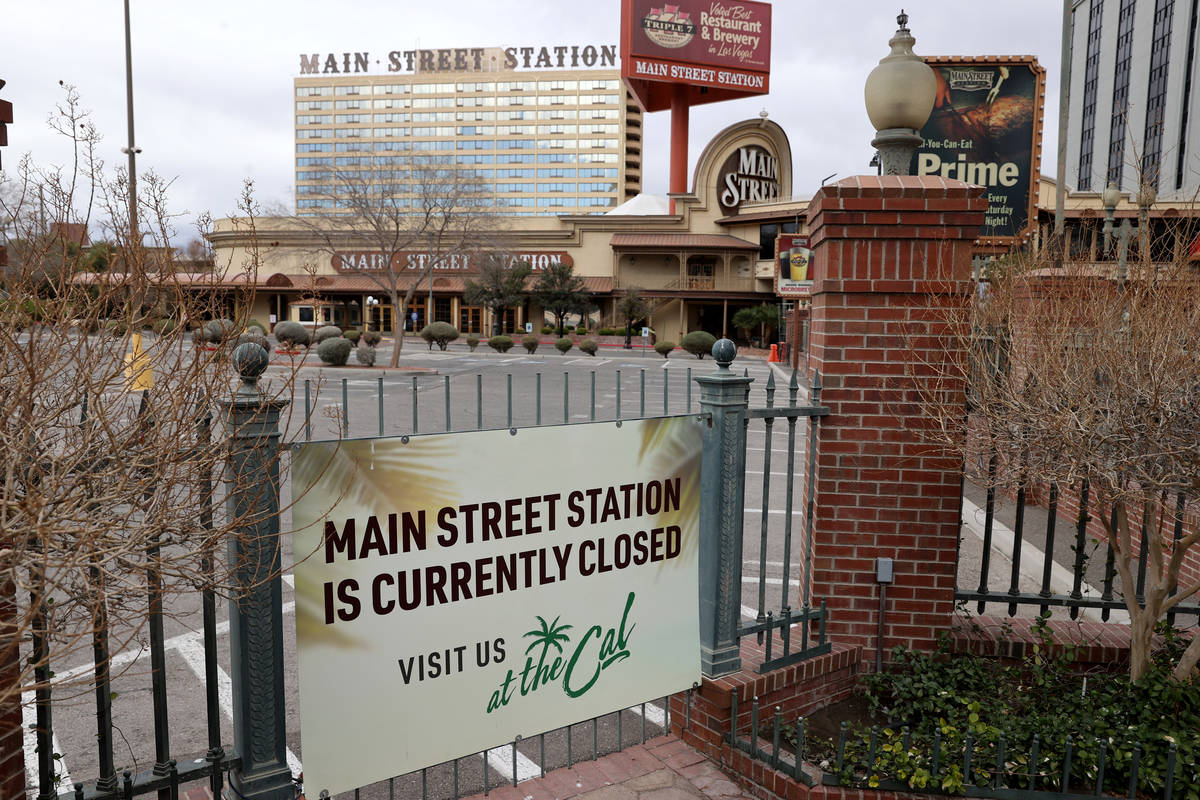 The closed Main Street Station in downtown Las Vegas Wednesday, March 10, 2021. (K.M. Cannon/La ...
