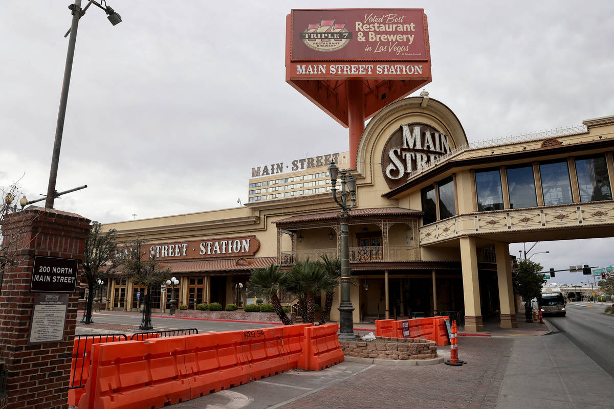 The closed Main Street Station in downtown Las Vegas Wednesday, March 10, 2021. (K.M. Cannon/La ...