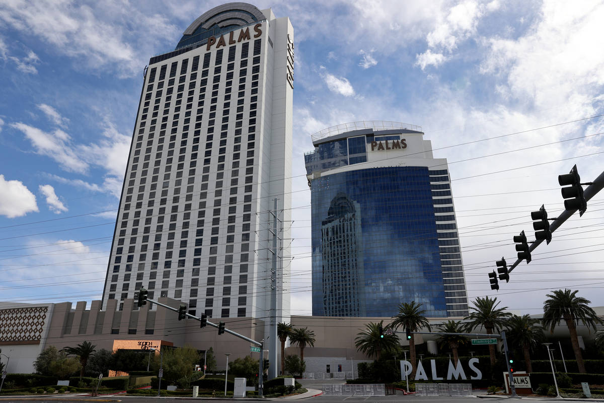 Barricades block the entrance to the closed Palms in Las Vegas Wednesday, March 10, 2021. (K.M. ...