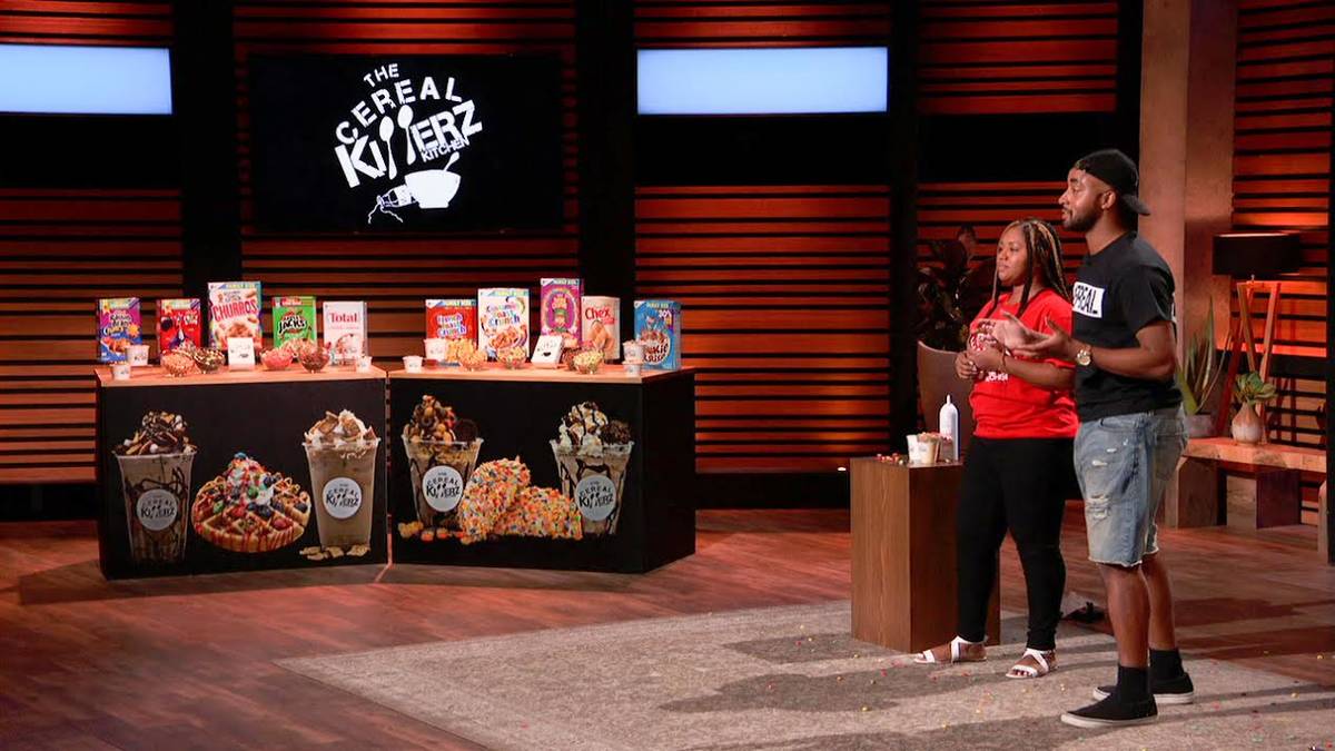 Chris and Jessica Burns on "Shark Tank," which aired in late October. (Cereal Killerz)