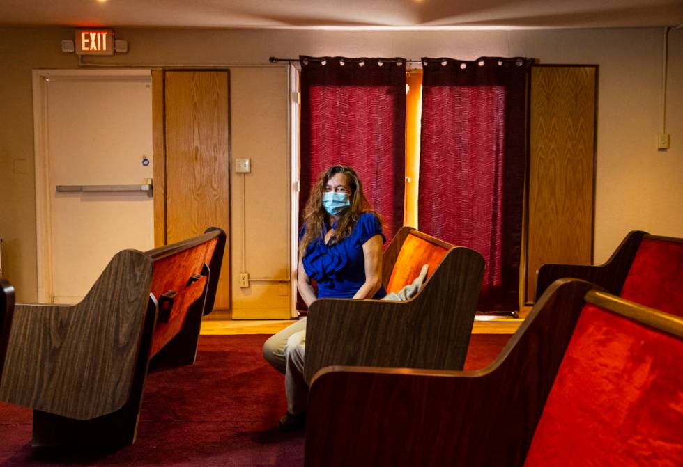 Sheila Winn, funeral director at Clark County Funeral Services, inside the funeral home's chape ...