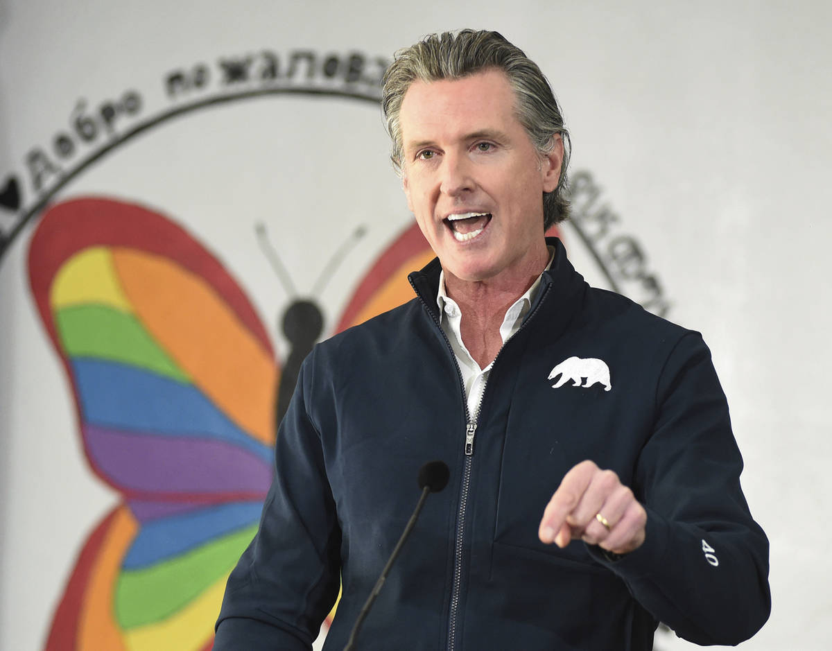 FILE - In this Feb. 26, 2021, file photo, California Gov. Gavin Newsom speaks during a press co ...