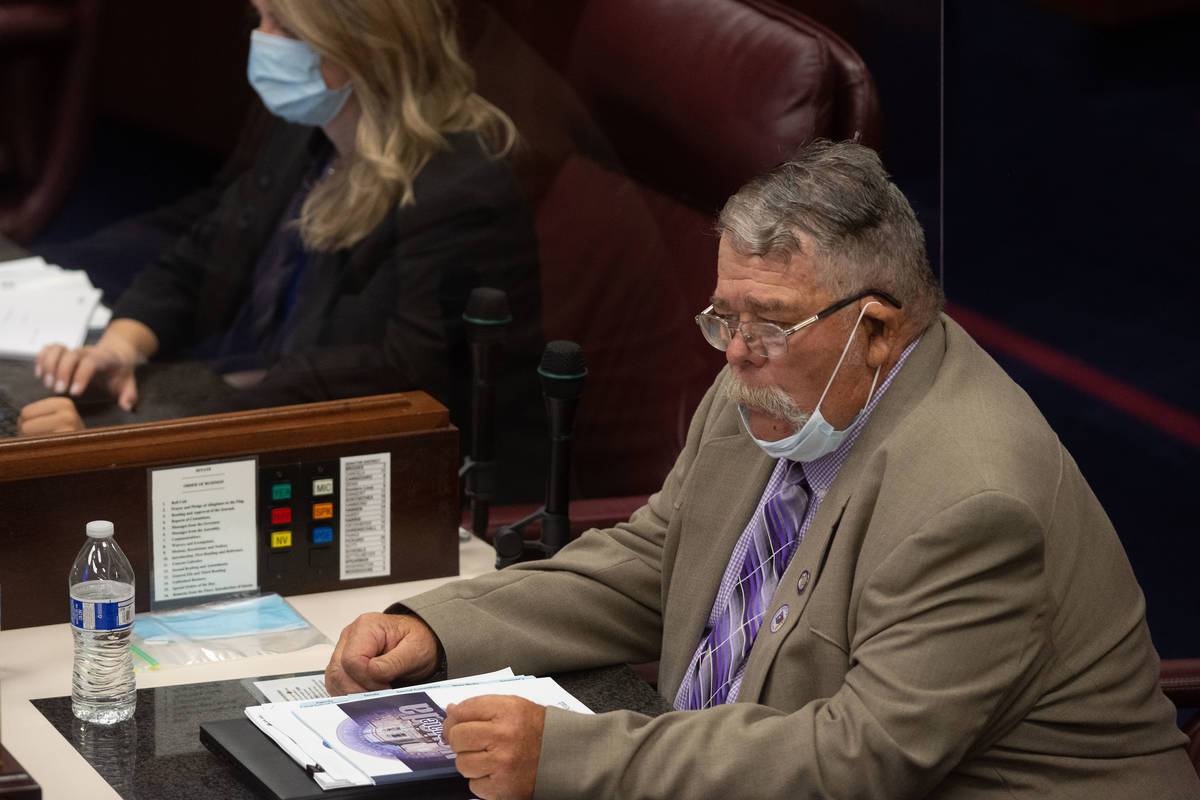 Nevada State Senator, Pete Goicoechea inside the Senate chambers on the first day of the 31st S ...