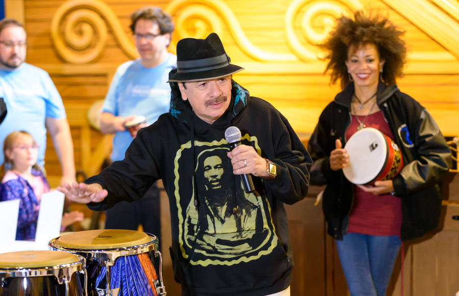 Carlos Santana and Cindy Blackman Santana appear at Discovery Children's Museum as part of the ...