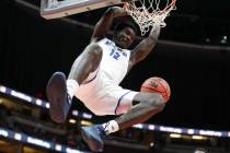 UC Santa Barbara forward Amadou Sow dunks against Cal State Northridge during the first half of ...