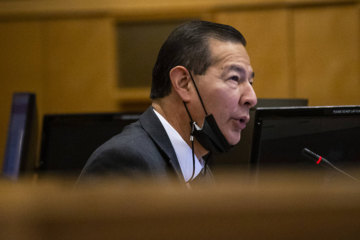 Las Vegas city manager Jorge Cervantes speaks during a Las Vegas City Council meeting in Las Ve ...