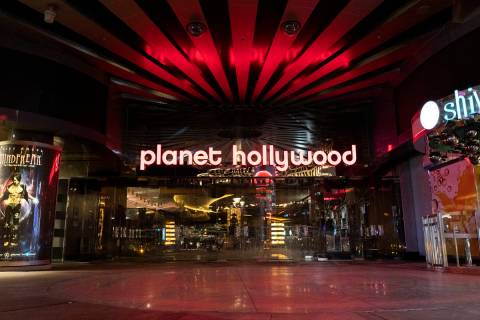 Planet Hollywood is closed amid coronavirus nonessential business closures on Wednesday, April ...