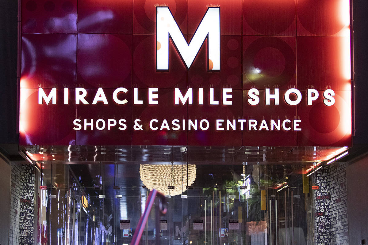 The Miracle Mile Shops entrance, at Planet Hollywood Resort, is seen on April 8, 2020, in Las V ...