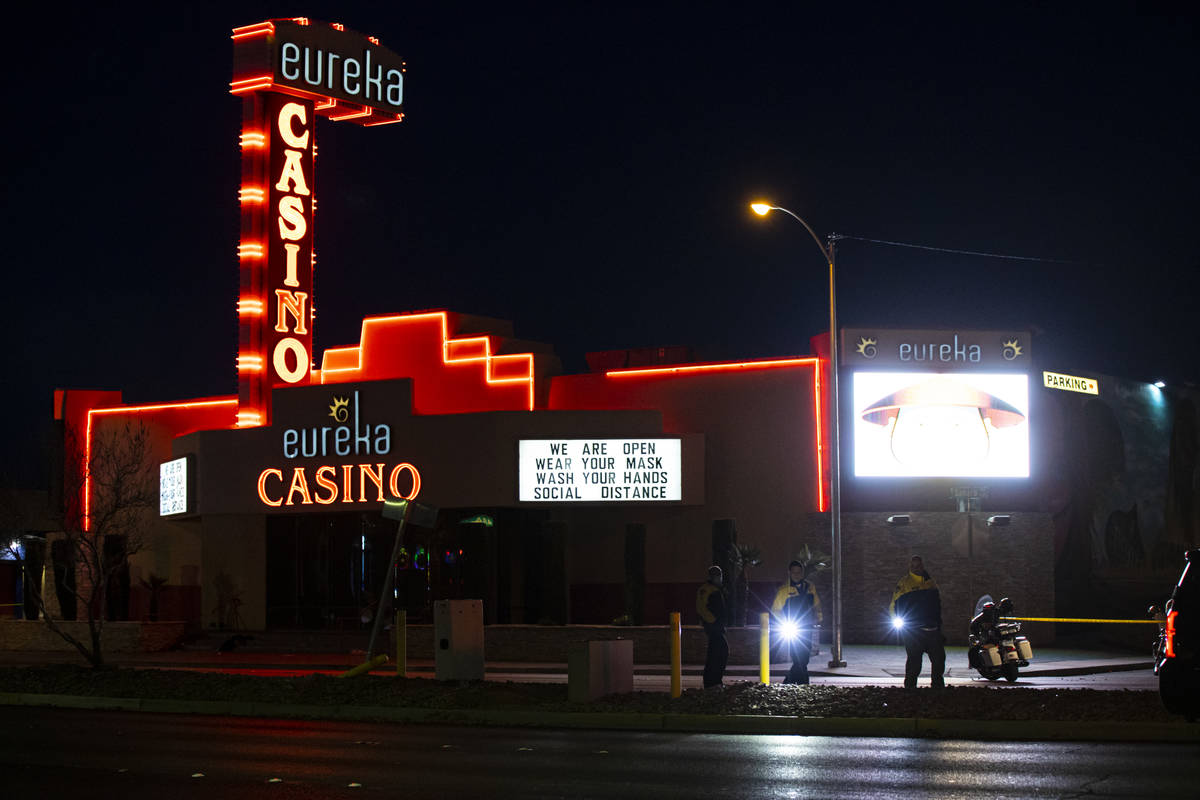 Las Vegas police investigate the scene of a fatal hit-and-run on Sahara Avenue near 6th Street ...