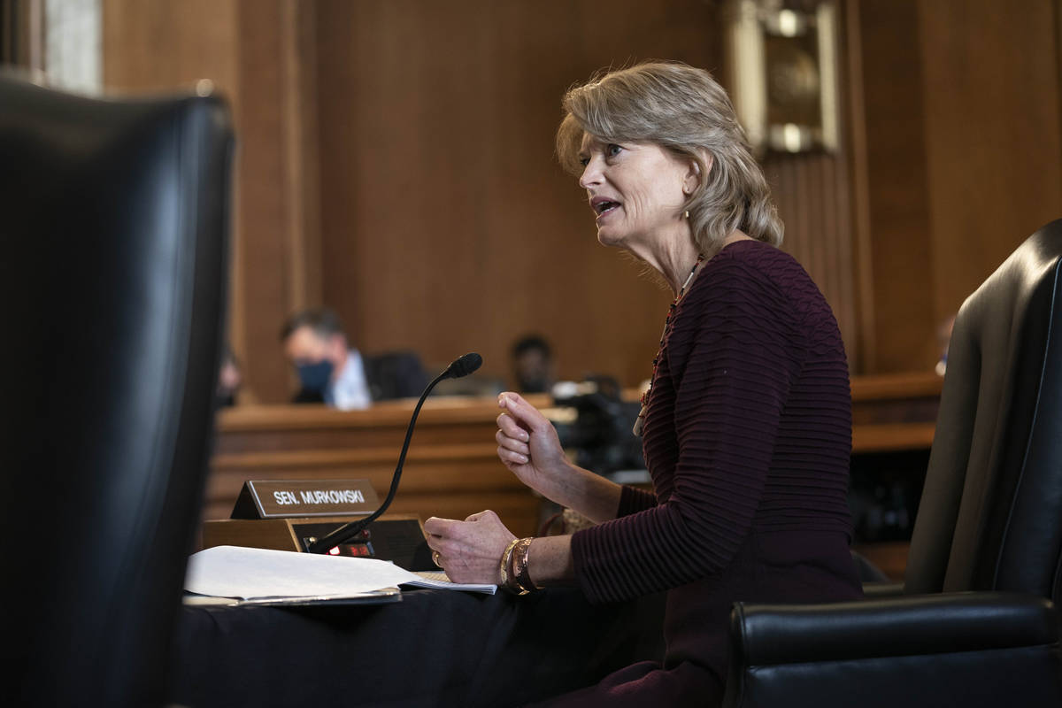 Sen. Lisa Murkowski, R-Alaska, speaks during a Senate Committee on Energy and Natural Resources ...