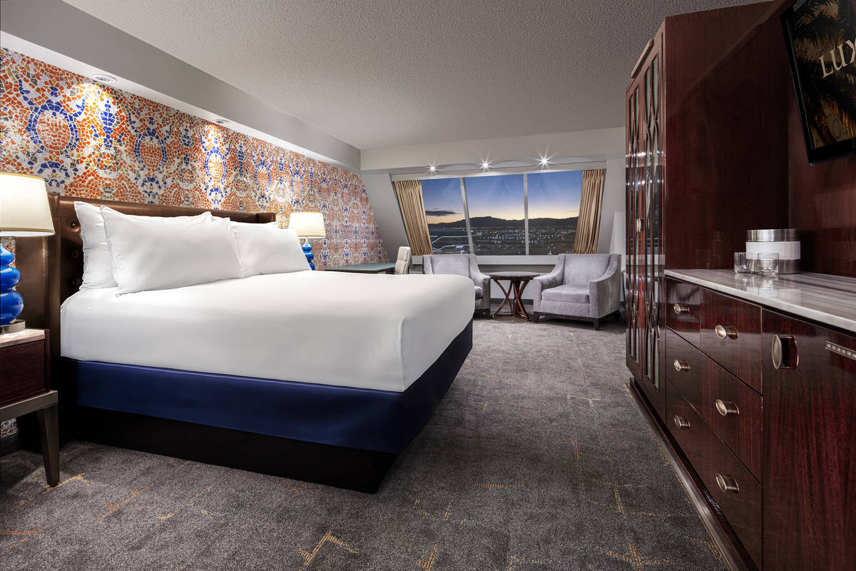 A remodeled bedroom inside the Luxor. (Courtesy, MGM Resorts International)