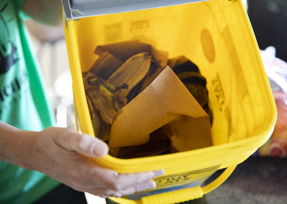 Tara Pike, founder of All Friends Animal Sanctuary, shows the Review-Journal the compost pile a ...