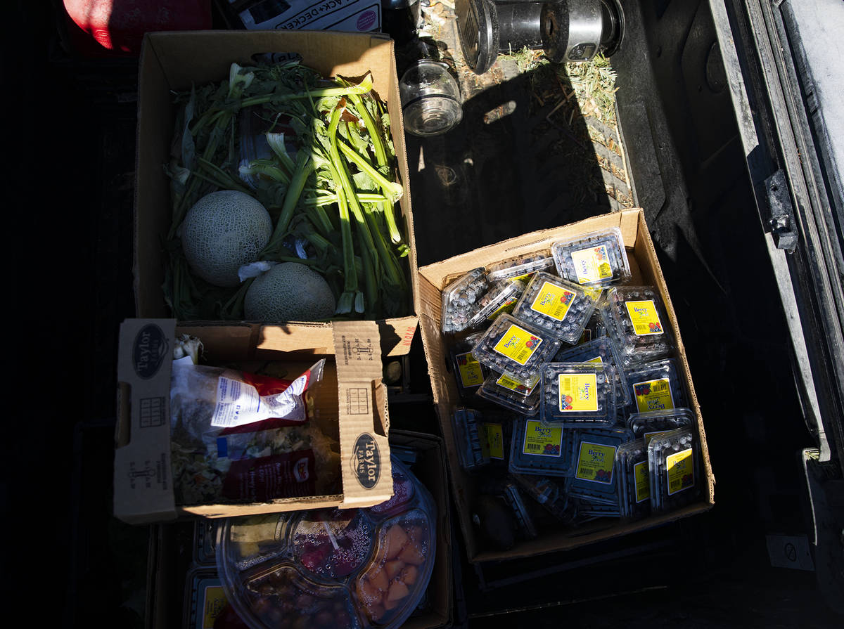 Food donated to All Friends Animal Sanctuary from grocery stores in a truck at the home of foun ...