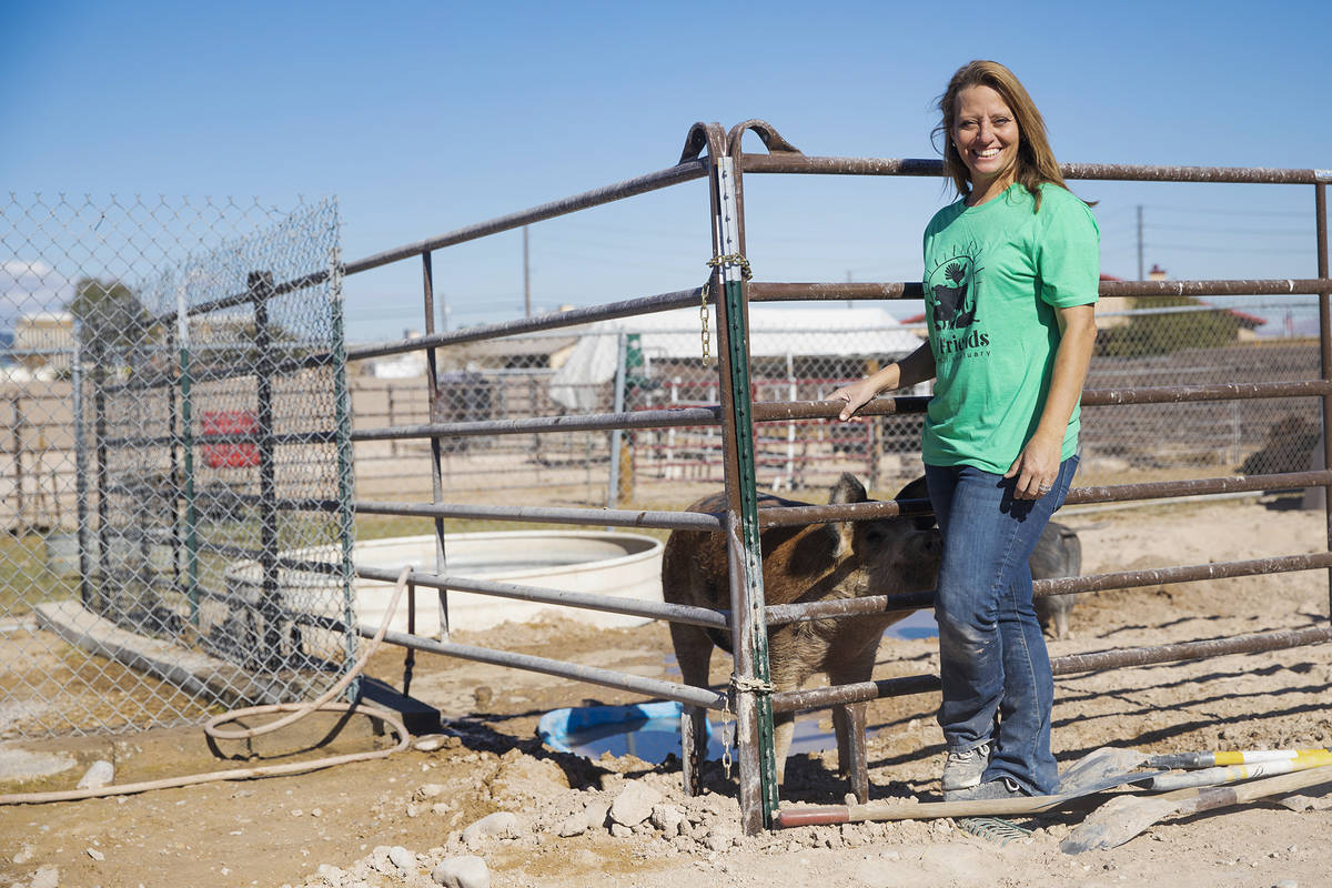 Tara Pike, founder of All Friends Animal Sanctuary, at the sanctuary behind her home in Las Veg ...