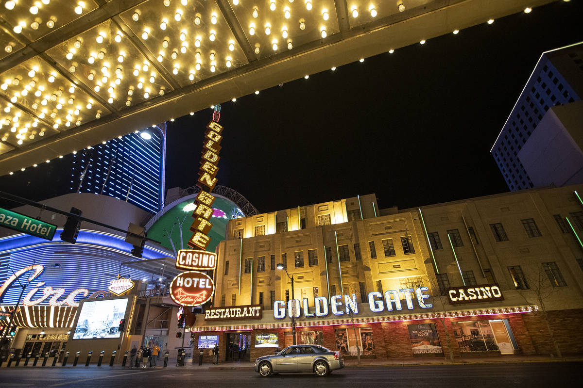 The Golden Gate hotel-casino in Las Vegas, on Tuesday, March 16, 2021. (Erik Verduzco / Las Veg ...
