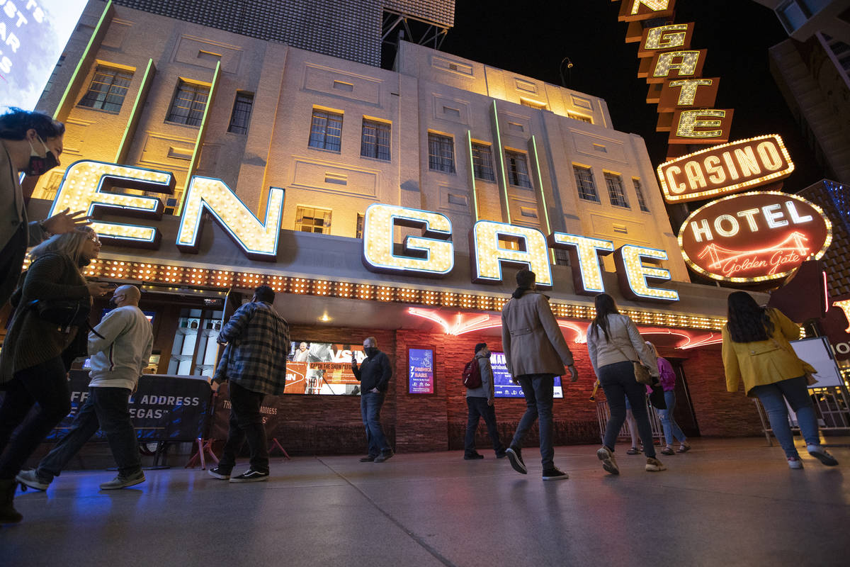 The Golden Gate hotel-casino in Las Vegas, on Tuesday, March 16, 2021. (Erik Verduzco/Las Vegas ...