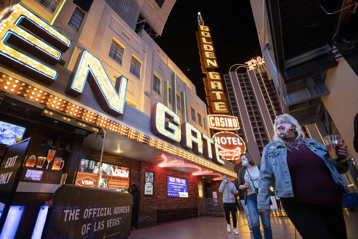 The Golden Gate hotel-casino in Las Vegas, on Tuesday, March 16, 2021. (Erik Verduzco/Las Vegas ...