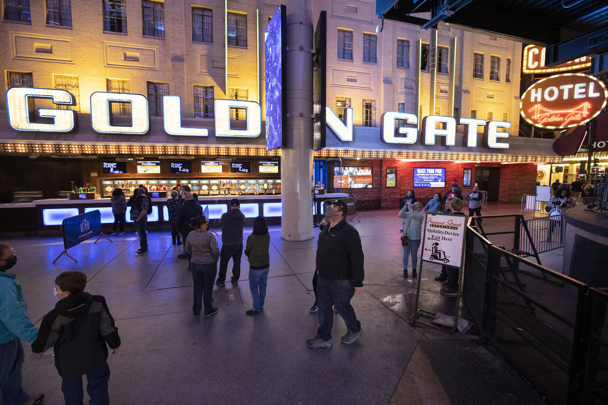 The Golden Gate hotel-casino in Las Vegas, on Tuesday, March 16, 2021. (Erik Verduzco/Las Vegas ...