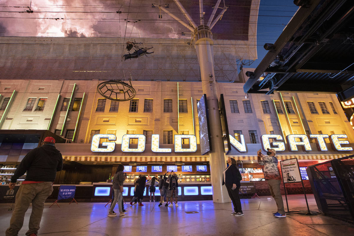 The Golden Gate hotel-casino in Las Vegas, on Tuesday, March 16, 2021. (Erik Verduzco/Las Vegas ...