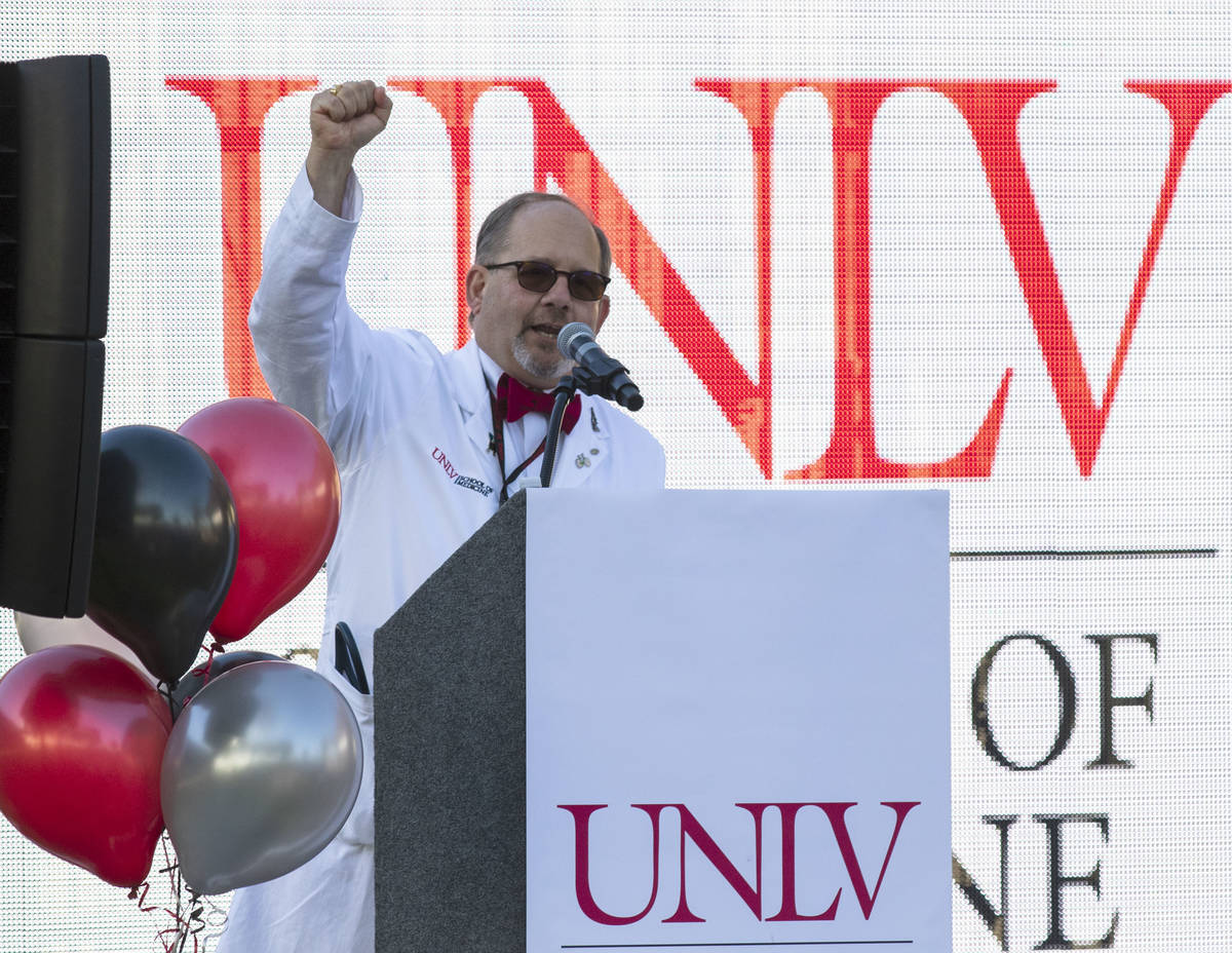 Dr. Marc J. Kahn, dean of the UNLV School of Medicine, speaks during the national Match Day at ...