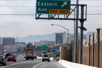 Motorist travel on Eastern Avenue bridge on Interstate 95 northbound in 2018 in Las Vegas. (Biz ...