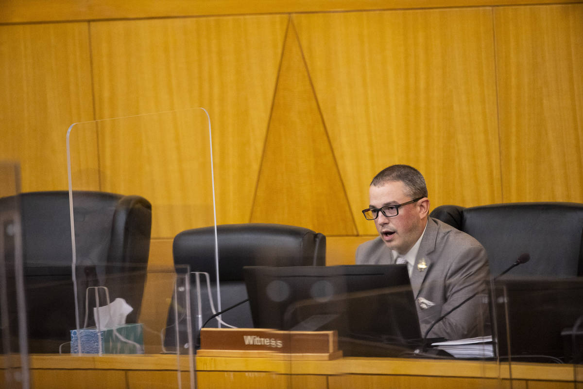 Metropolitan Police Department Detective Blake Penny speaks during a fact-finding review for a ...