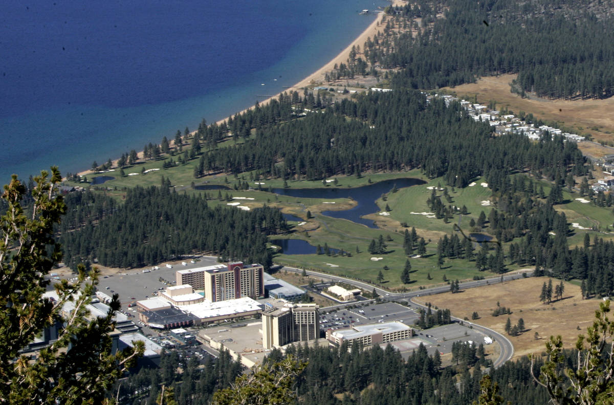 The MontBleu Resort at Stateline, Nev., is seen at bottom right in this file photo. (AP Photo/R ...