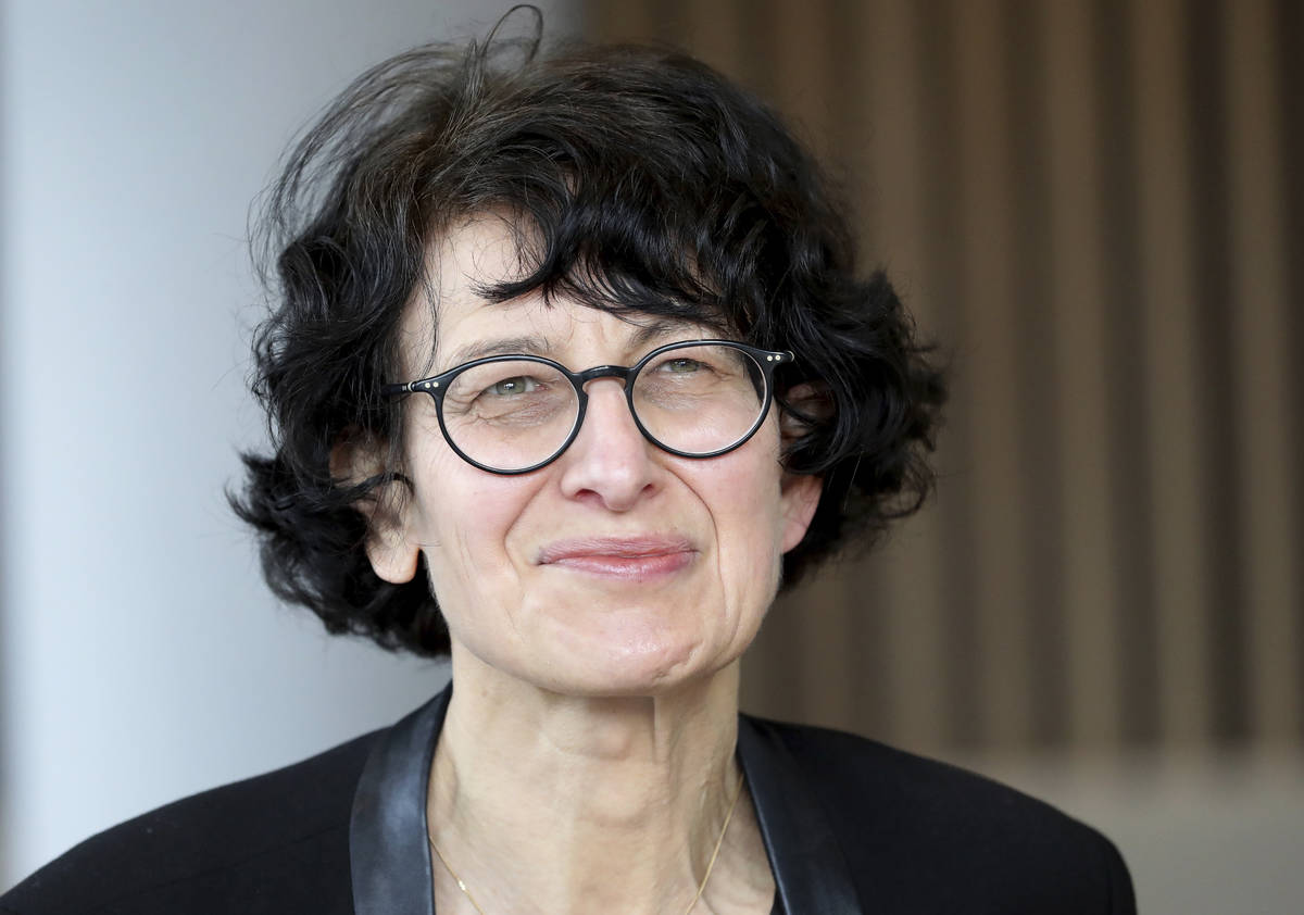 Ozlem Tureci founder of the BioNTech company speaks during an interview with the Associated Pre ...