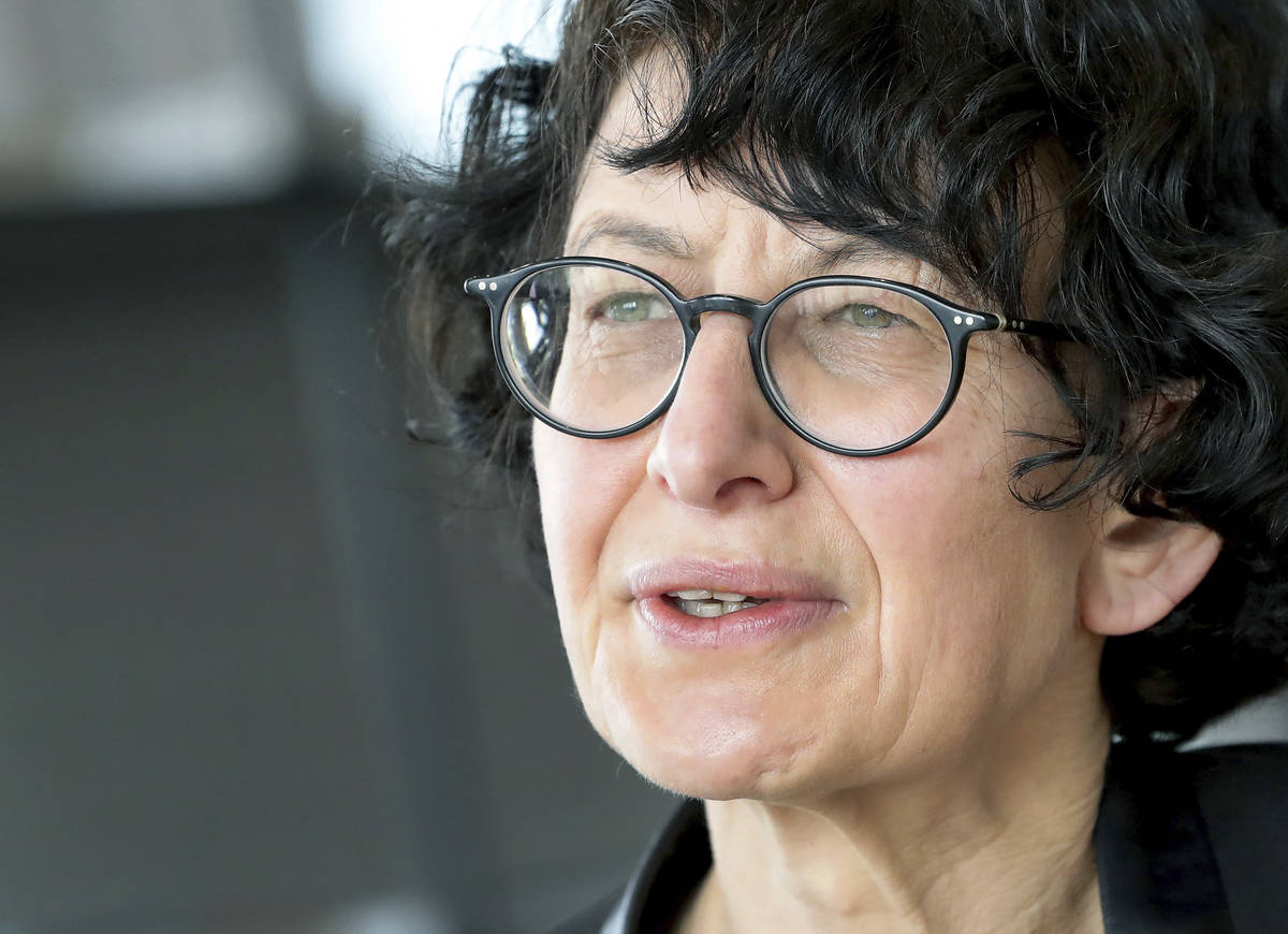 Ozlem Tureci founder of the BioNTech company speaks during an interview with the Associated Pre ...