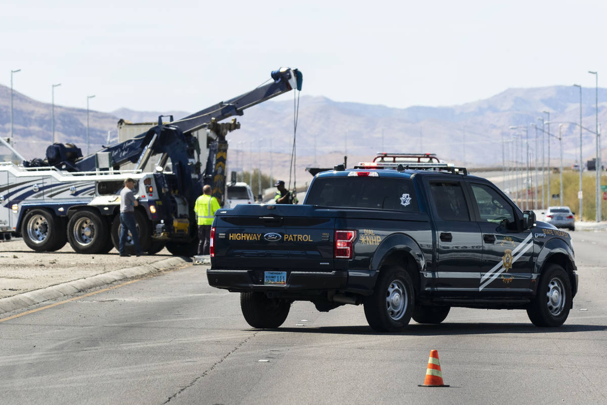 The Nevada Highway Patrol is investigating a rollover crash on Blue Diamond Road and Edmond Str ...