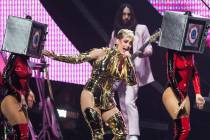 Katy Perry performs during her Witness Tour on Saturday, January 20, 2018, at T-Mobile Arena, i ...