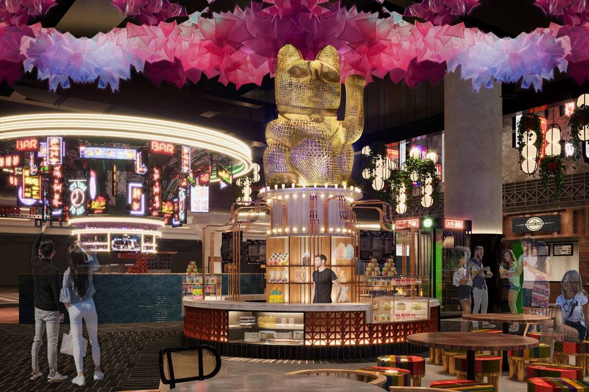 An artist's rendering of the dessert stalls at Resorts World's Famous Foods Street Eats, which ...