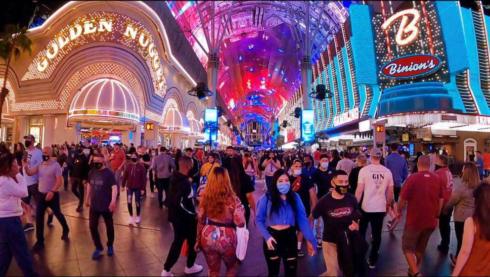 Fremont Street packed during March Madness weekend Las Vegas Review