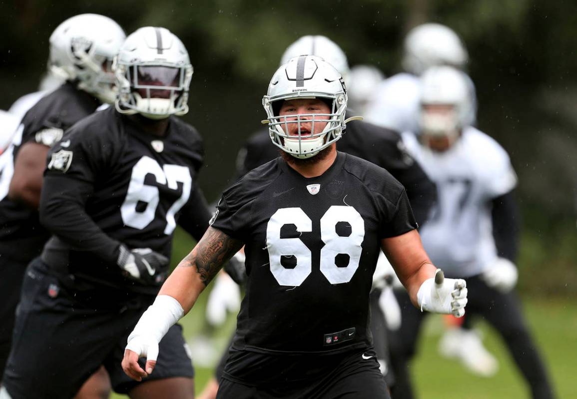 Oakland Raiders Andre James attends a training session during the media day at The Grove Hotel, ...