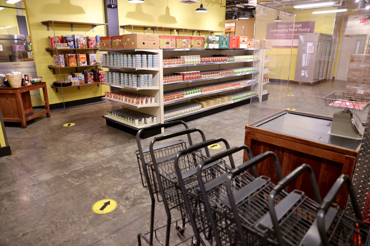 The Hands of Hope Community Food Pantry grocery store at Catholic Charities of Southern Nevada ...