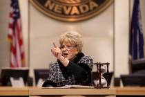 In this Jan. 9, 2020 file photo, Las Vegas Mayor Carolyn Goodman delivers the annual State of t ...