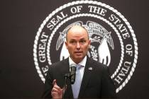 Utah Gov. Spencer J. Cox speaks during a briefing at the Utah State Capitol on Jan. 8, 2021, in ...
