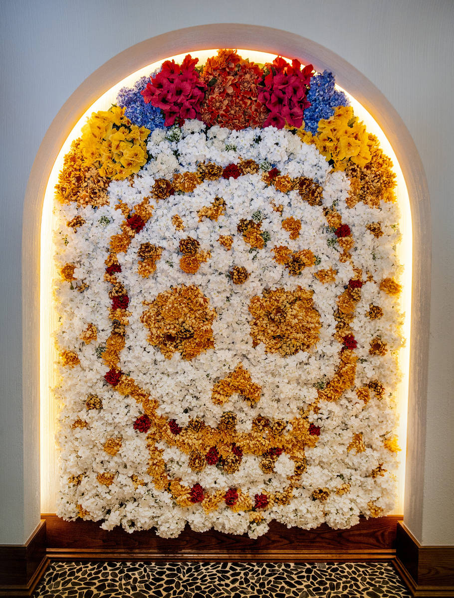 A skull of flowers about the entrance at Casa Calavera within the reimagined and re-conceptuali ...