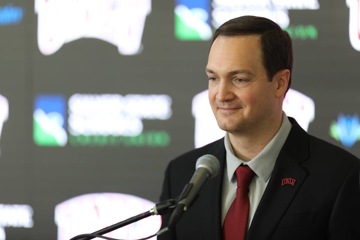 Kevin Kruger is introduced Monday as the new men's basketball coach at UNLV. Photo by UNLV athl ...